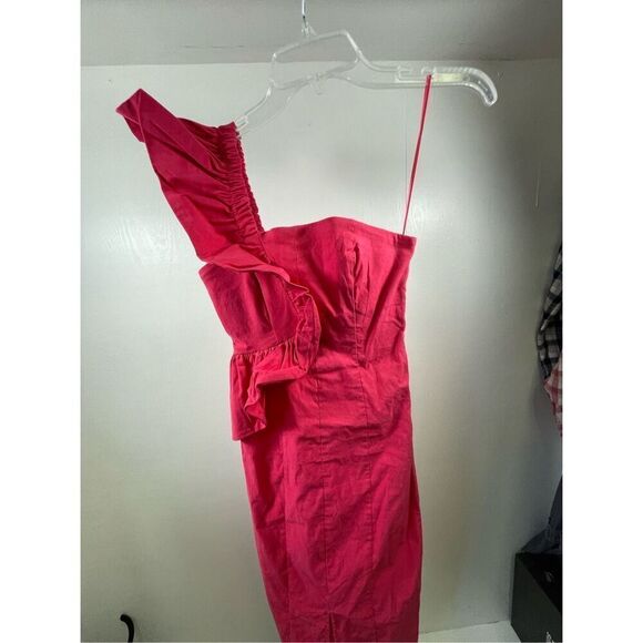 Anthropologie NWOT Pink Column One Shoulder Linen Dress Size XXS - Picture 3 of 12